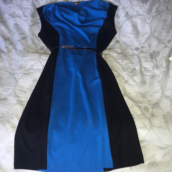 Neiman Marcus Blue & Black Jersey Dress, size 10 - Picture 3 of 7